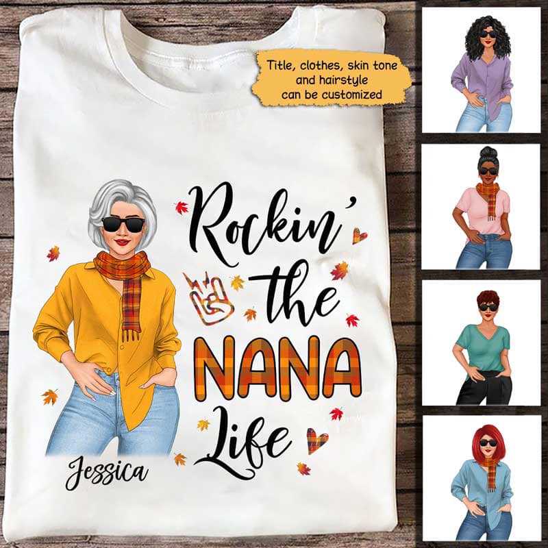 Rocking Mom Grandma Life Fall Season Personalized Shirt