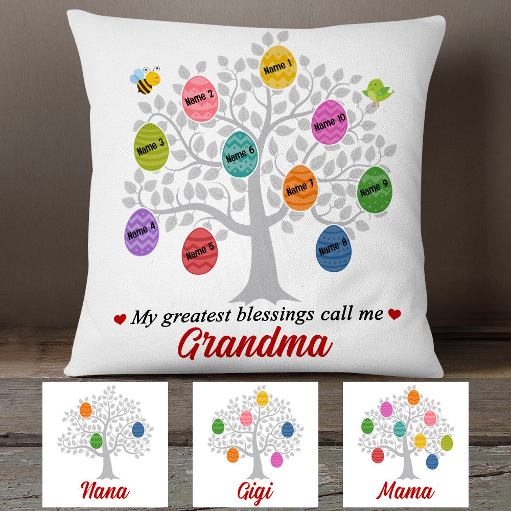 Personalized Easter Tree Grandma Grandpa Pillow