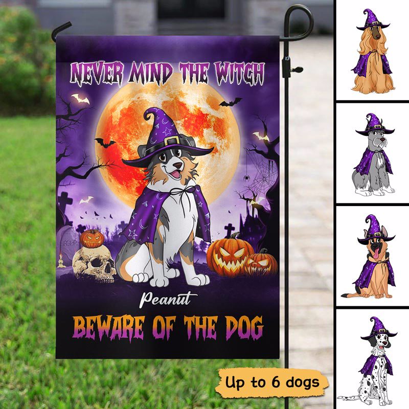 Halloween Moon Light Cute Sitting Dogs Personalized Garden Flag