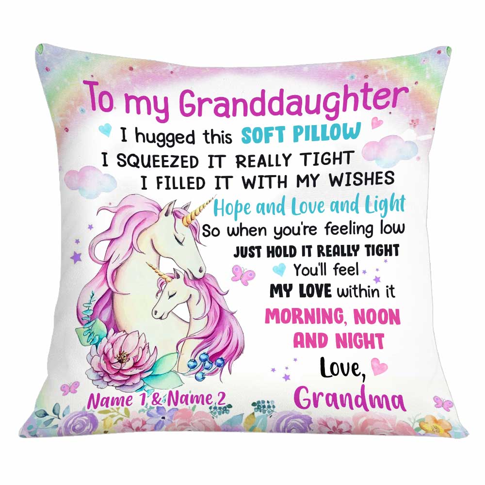 Personalized Unicorn Mom Grandma Daughter Granddaughter Hug This Pillow