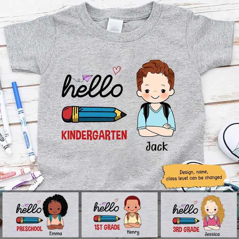 Hello Class Kid Wear Backpack Personalized Youth Shirt