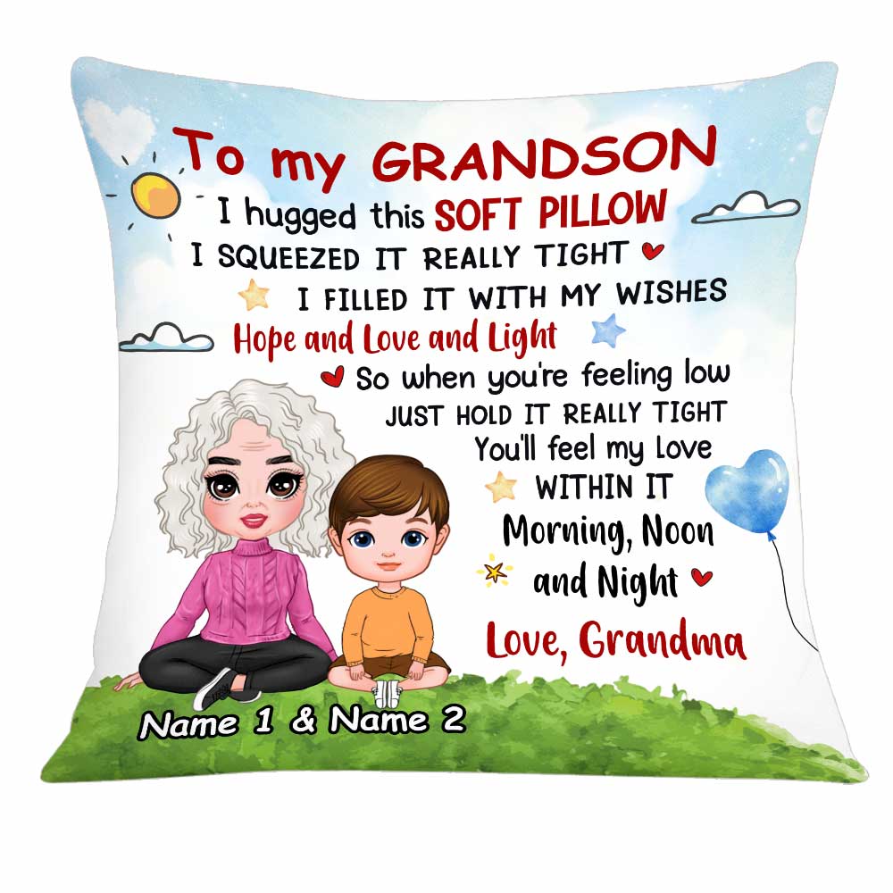 Personalized Mom Grandma To Son Grandson Daughter Granddaughter Hug This Pillow