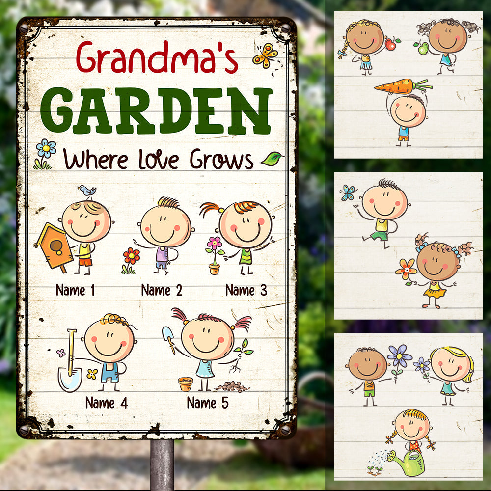 Personalized Mom Grandma Garden Metal Sign