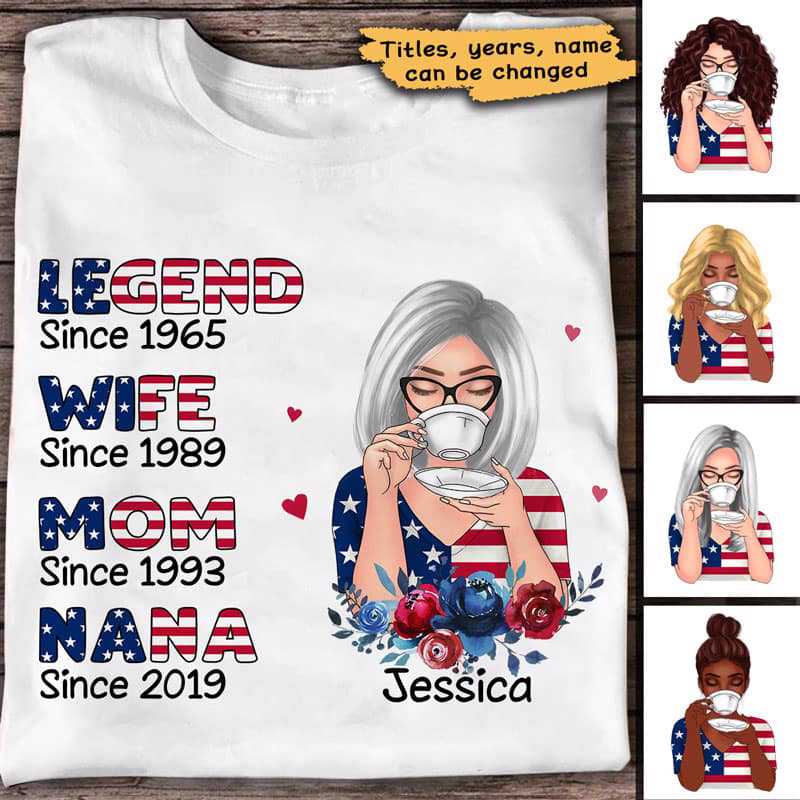 Beautiful Grandma Legend 4th Of July Independence Day Personalized Shirt