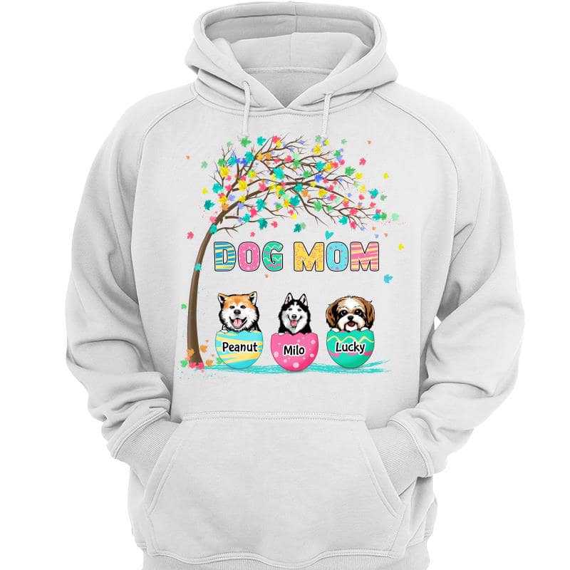 Easter Peeking Dogs Under Tree Gift For Dog Mom Personalized Hoodie Sweatshirt