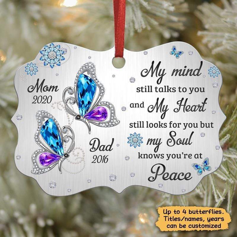 Butterfly Flower Memorial Personalized Christmas Ornament