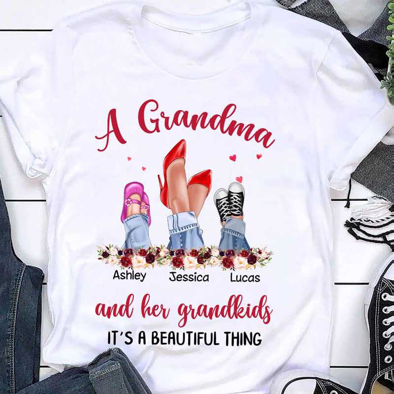 Family Legs Grandma Grandkid Beautiful Thing Personalized Shirt