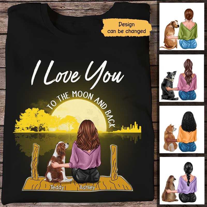 Girl & Dog Moon Light Personalized Shirt