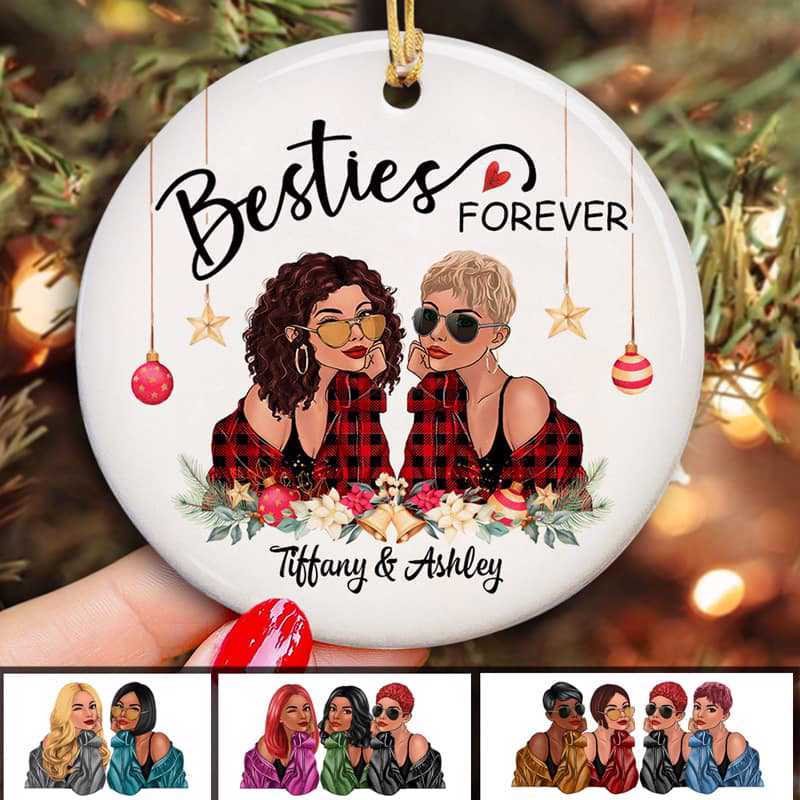 Fashion Besties Personalized Circle Ornament