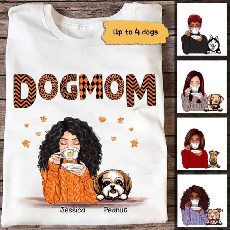 Dog Mom Fall Season Pattern Personalized Shirt