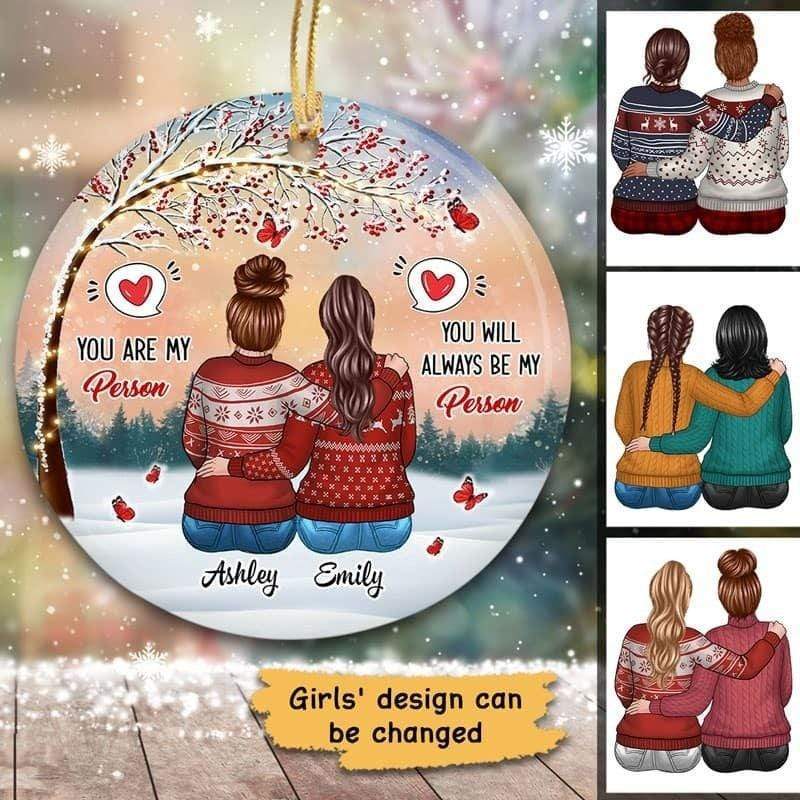 会話 クリスマス Besties パーソナライズ サークル オーナメント