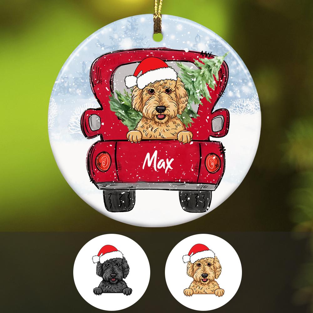 Personalized Goldendoodle Dog Christmas Ornament