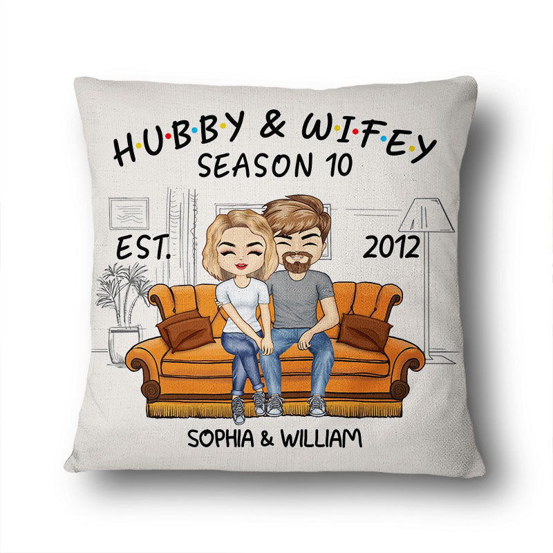 Hubby And Wifey Season Married Couple - Anniversary Gift - Personalized Custom Polyester Linen Pillow