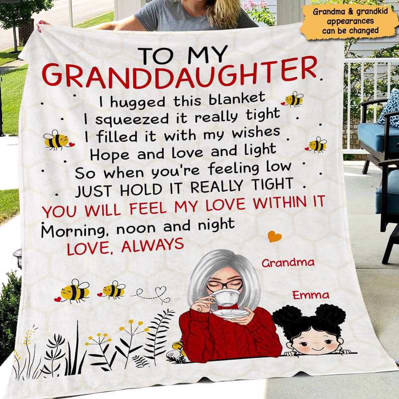 Gift For Granddaughter Grandson From Grandma Personalized Fleece Blanket