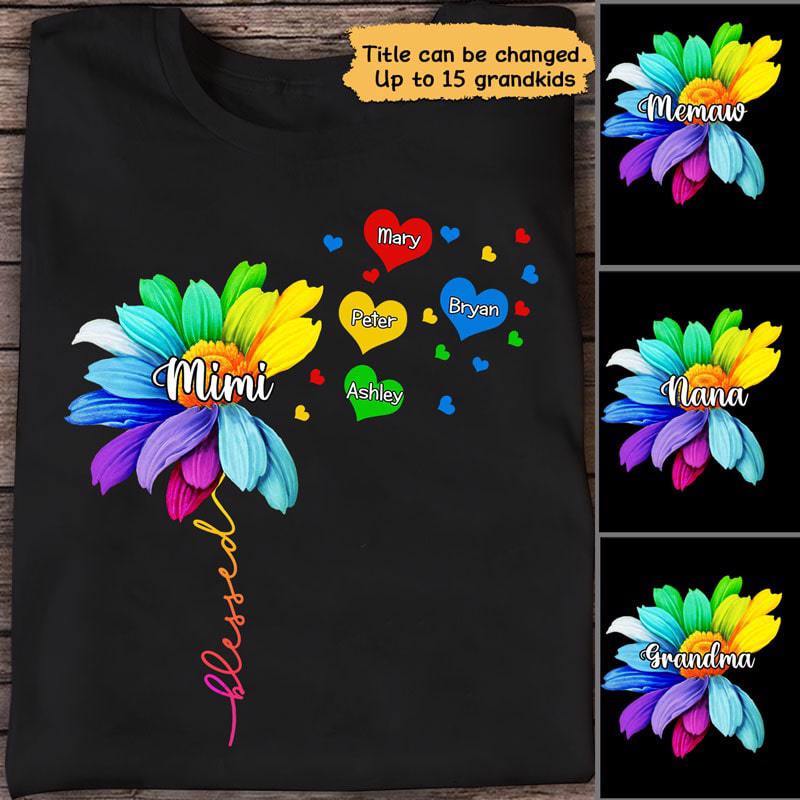 Grandma Dandelion Colorful Flower Personalized Shirt (1-8)