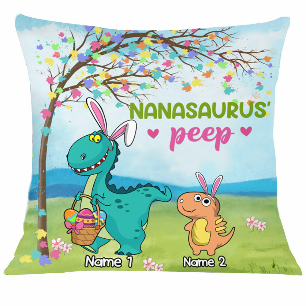 Dinosaur Mom Grandma Easter Personalized Polyester Linen Pillow