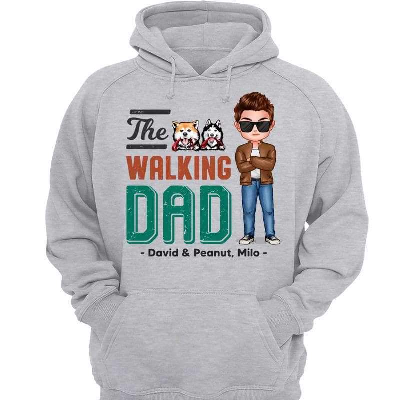 The Walking Dad Man & Peeking Dog Personalized Hoodie Sweatshirt