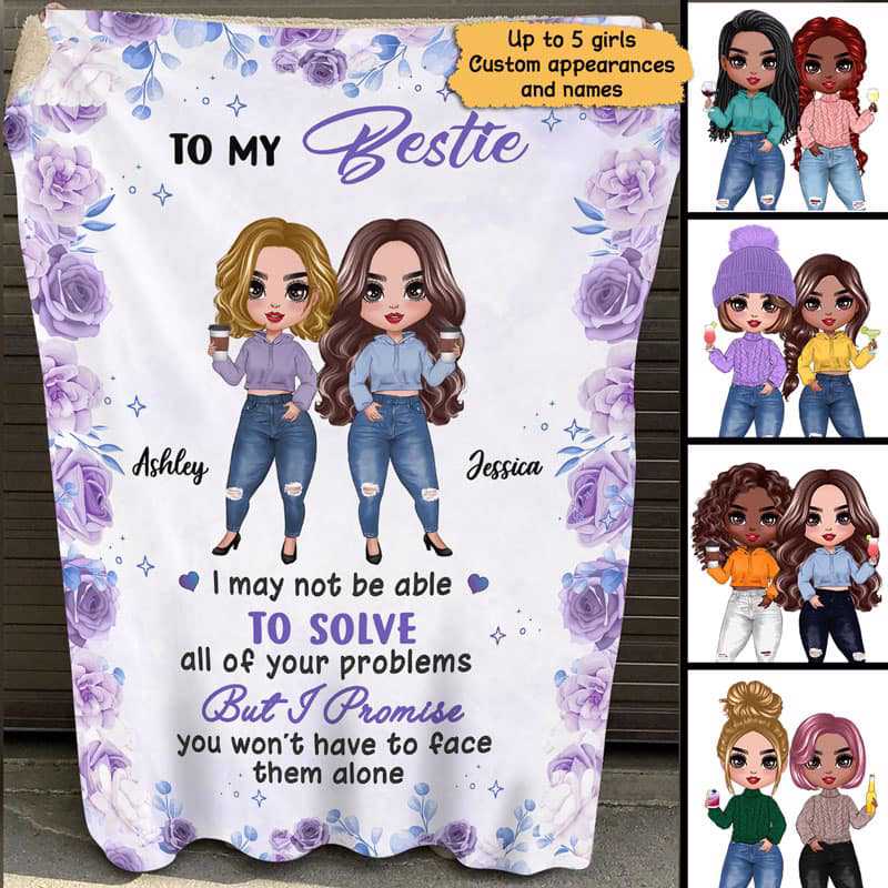 Doll Besties Floral Personalized Fleece Blanket