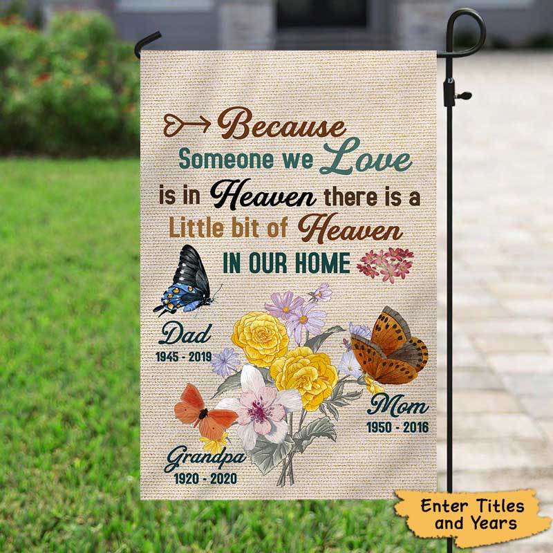 Someone In Heaven Memorial Butterfly Flower Personalized Garden Flag