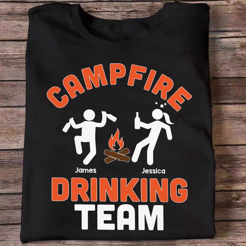 Silhouette Campfire Drinking Team Personalized Shirt