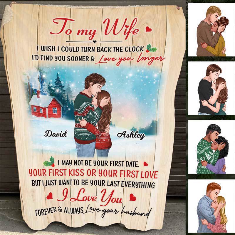 To My Wife Winter Couple Personalized Fleece Blanket