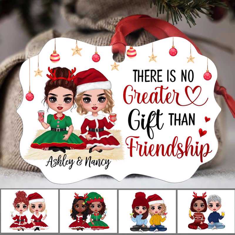 Christmas Doll Besties Sitting Personalized Christmas Ornament