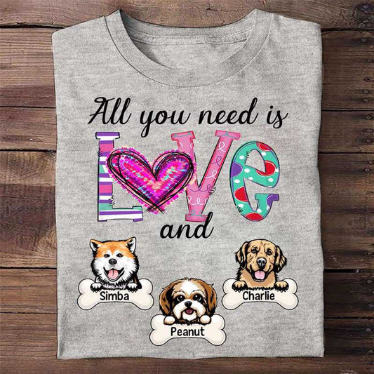 Love Pattern And Peeking Dogs Personalized Shirt