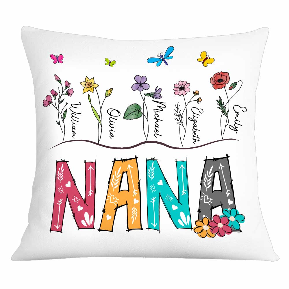 Personalized Mom Grandma Polyester Linen Pillow