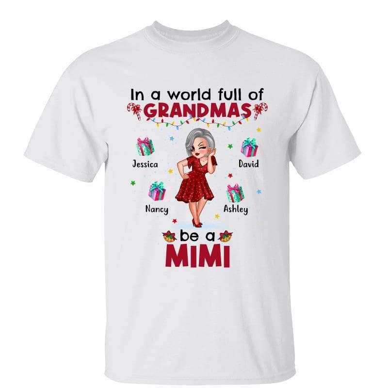 A World Full Of Grandma Christmas Personalized Shirt