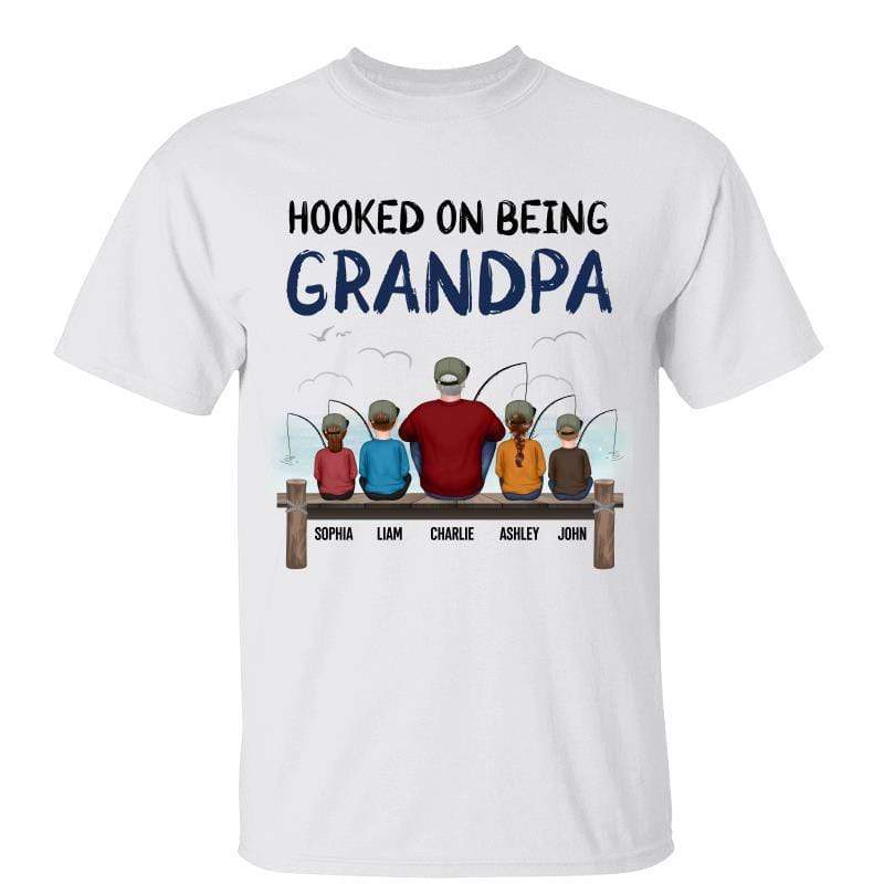 Hooked On Being Grandpa Fishing Personalized Shirt