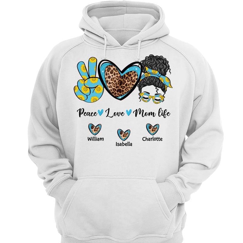 Peace Love Mom Life Personalized Hoodie Sweatshirt