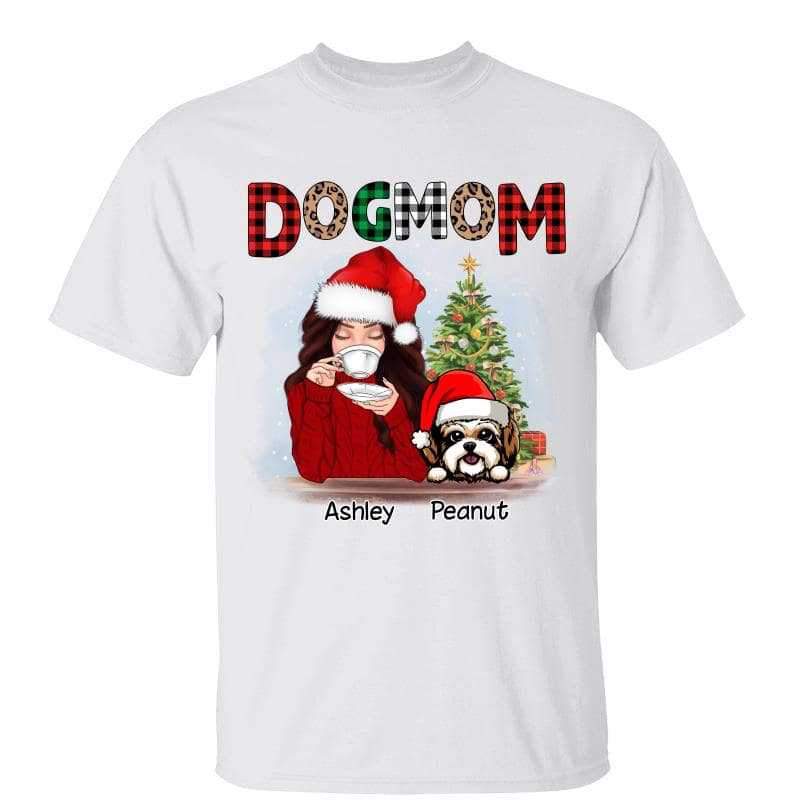 Dog Mom Christmas Pattern Personalized Shirt