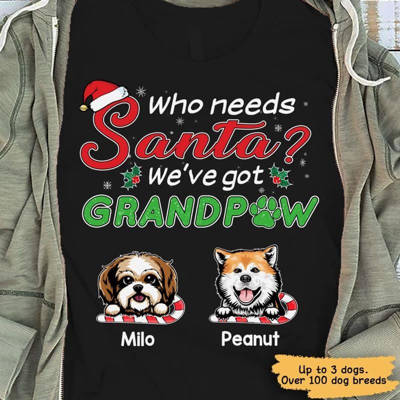 Peeking Dog Got Grandpaw Christmas Personalized Shirt