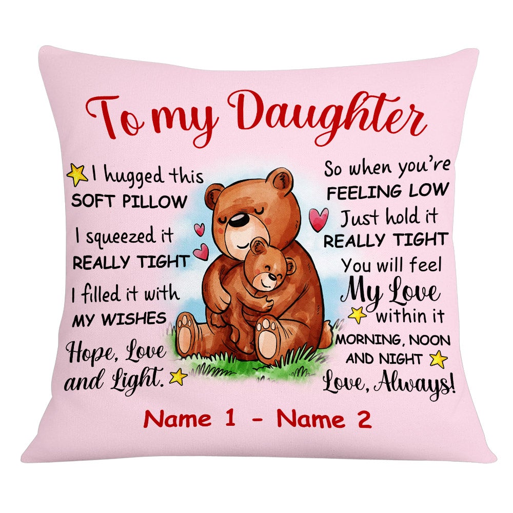 Personalized Mom Grandma Daughter Granddaughter Bear Pillow