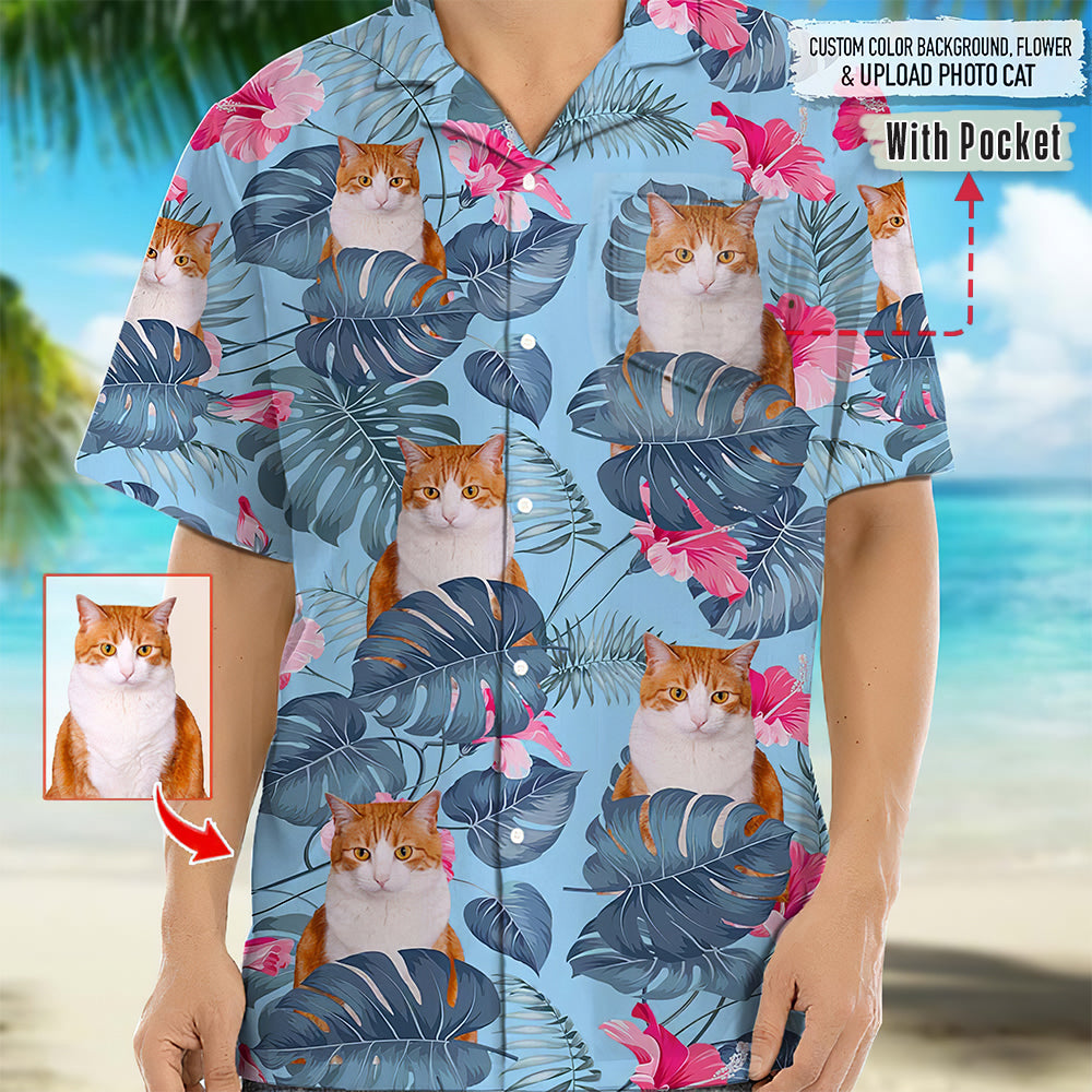 Personalized Photo Upload Cat Hawaiian Shirt