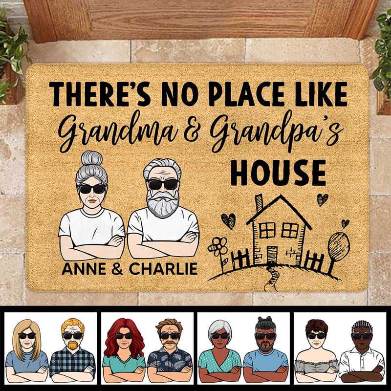 No Place Like Grandpa Grandma Personalized Doormat