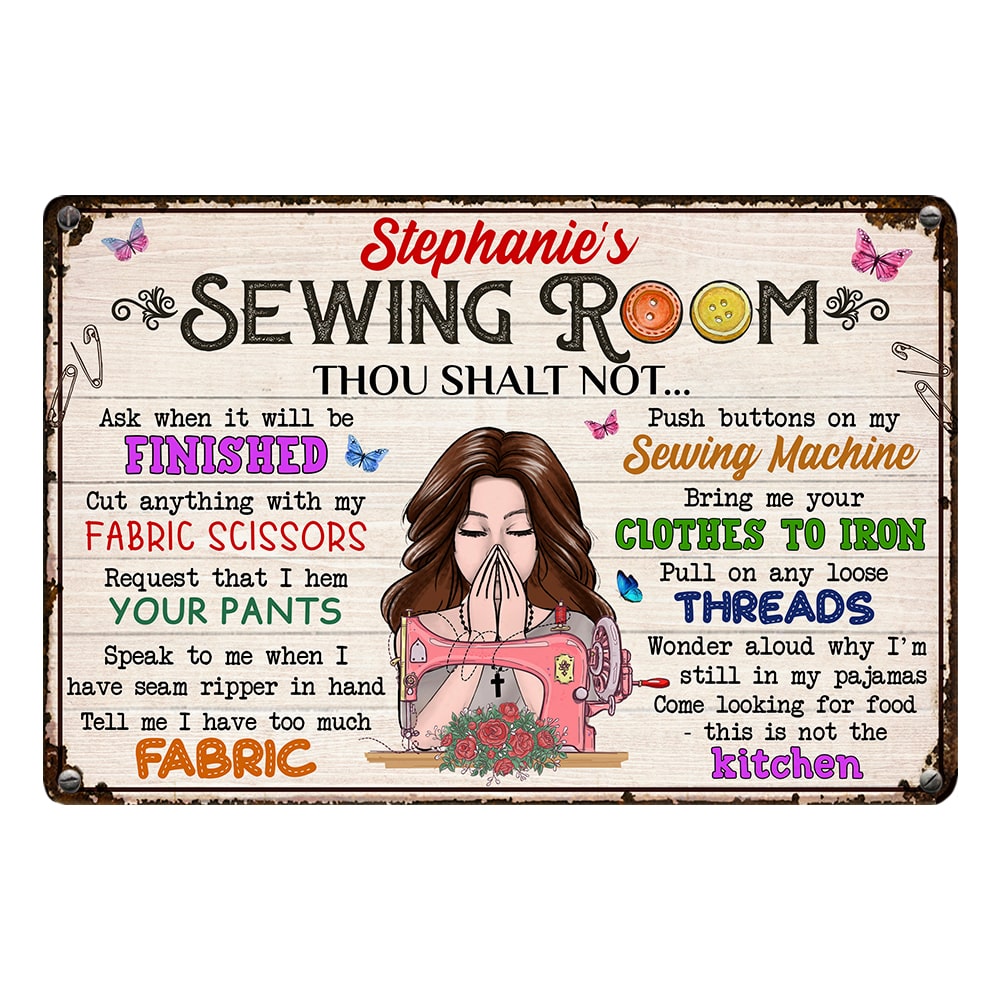 Personalized Indoor Decor Sewing Room Metal Sign