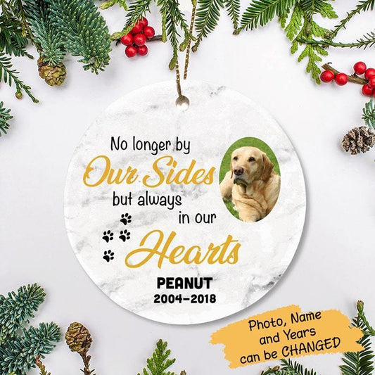 Always In Our Hearts Pet Memorial Photo Circle Ornament
