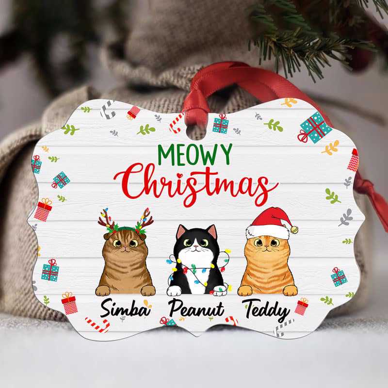 Life Is Better With Fluffy Cats Personalized Christmas Ornament