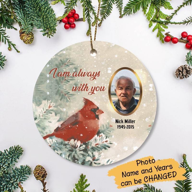 Always With You - Photo Personalized Memorial Circle Ornament