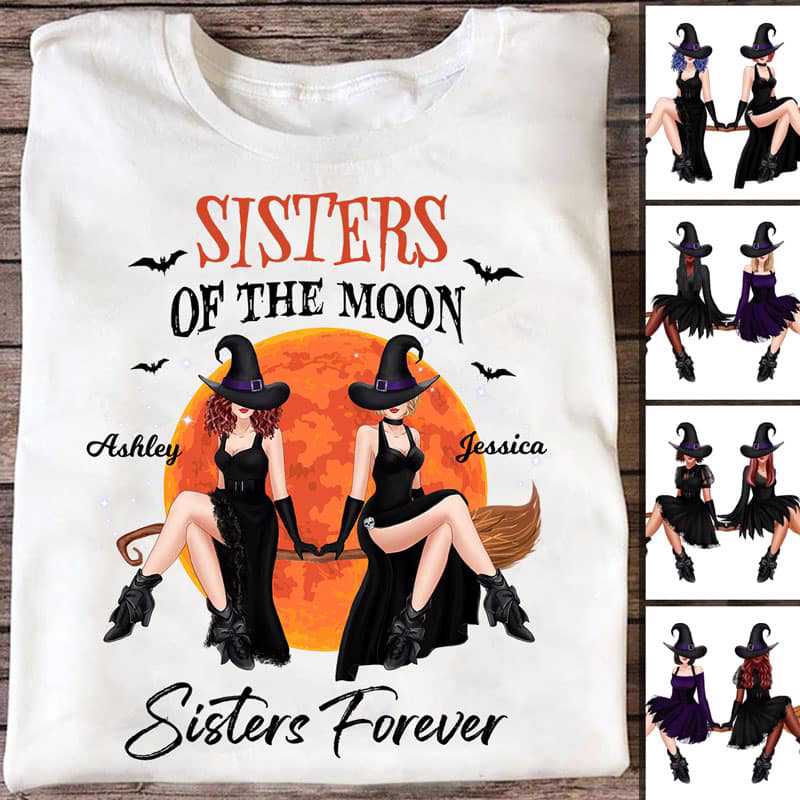 Halloween Witches Besties Sitting Personalized Shirt