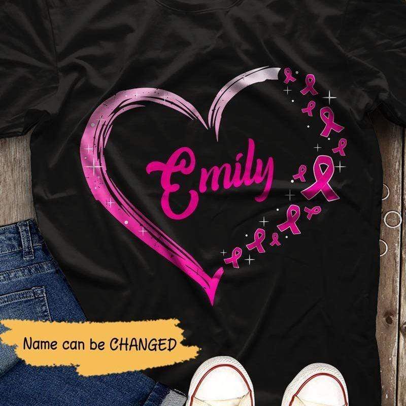 Pink Ribbon Heart Personalized Shirt