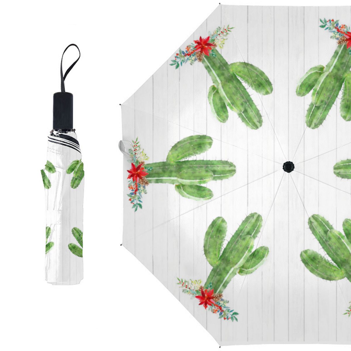 Elegant Green Fine Gold Floral Mandala Christmas Brushed Polyester Umbrella No.6R6UJ5