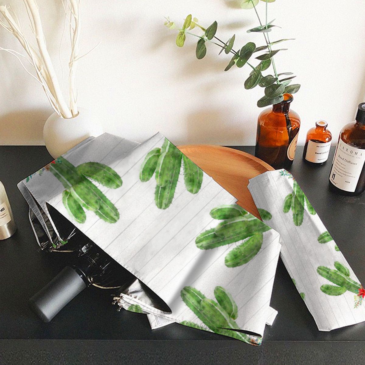 Elegant Green Fine Gold Floral Mandala Christmas Brushed Polyester Umbrella No.6R6UJ5