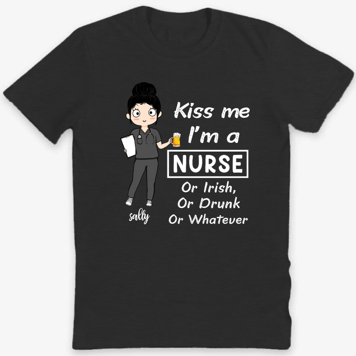 St. Patrick's Day Nurse Chibi Kiss Me Personalized Shirt