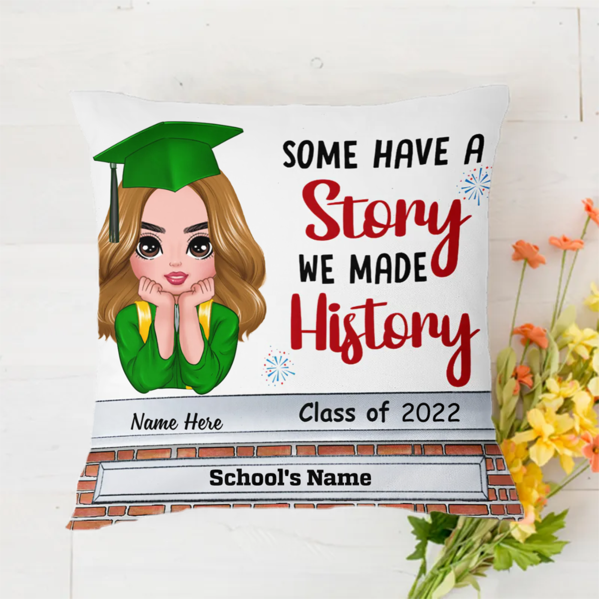 Graduation Personalized Polyester Linen Pillow