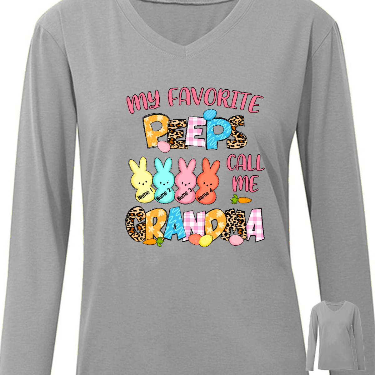 Personalized Mom Grandma Easter Peeps Long Sleeve Shirt