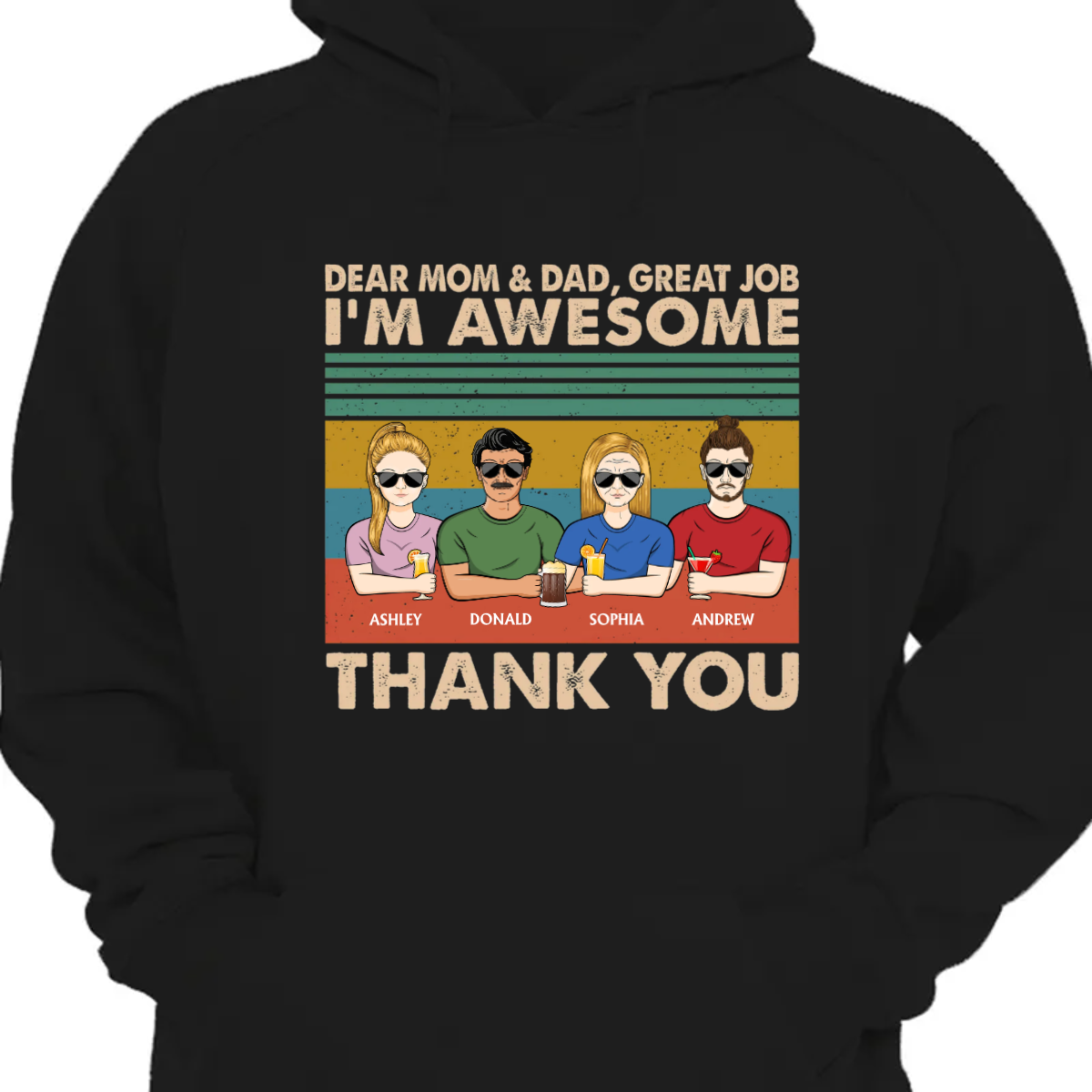 Dear Dad And Mom Great Job We're Awesome Thank You - 父へのギフト - パーソナライズされたカスタム パーカー スウェットシャツ