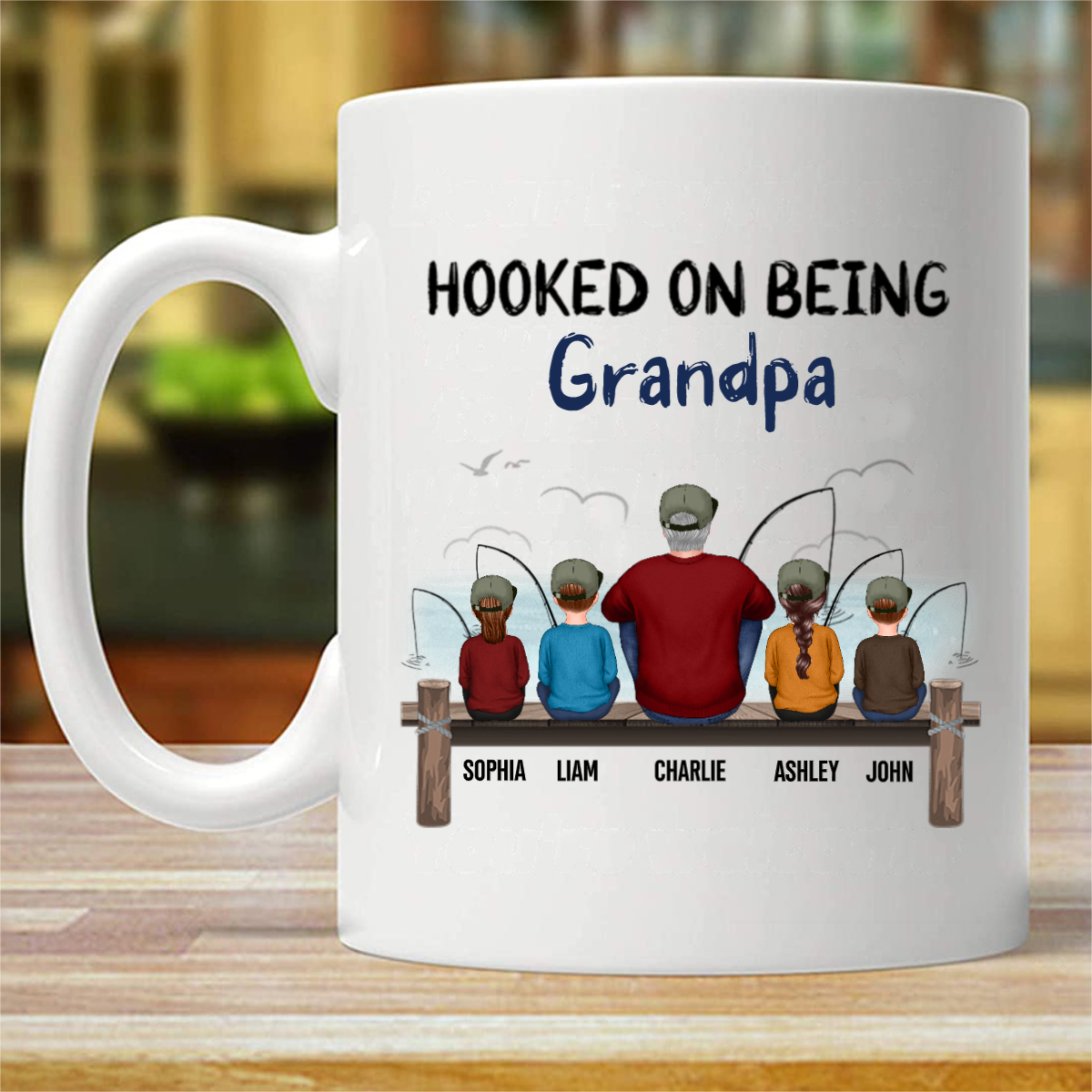 Hooked On Being Grandpa Fishing Personalized Mug (Double-sided Printing)