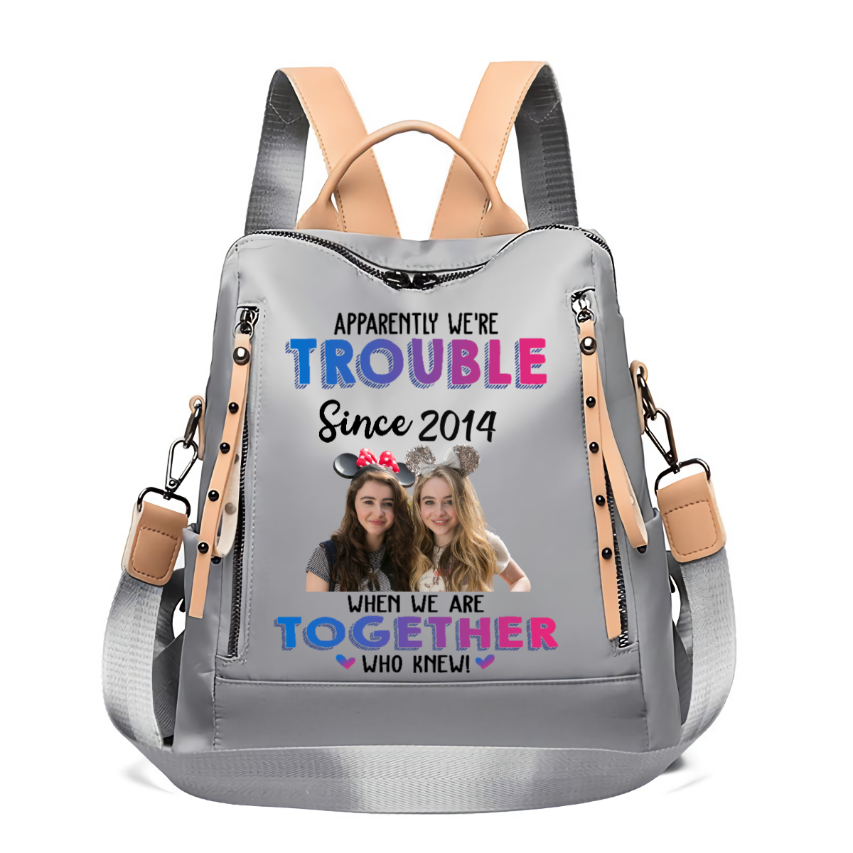 Besties Since Personalized Photo Backpacks